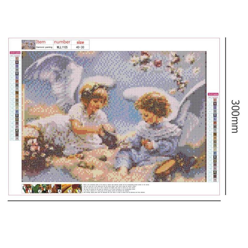 5D DIY Full Drill Diamond Painting Guardian Angel Butterfly Cross Stitch Needlework Kit Home Decor Oxidation Resistance 40*30cm: P