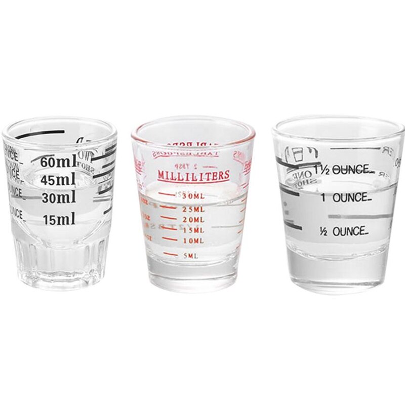 Feigolo bar cocktail mätkopp 30/ 60ml genomskinligt glas graderad kopp kaffe te bartender kök mätkopp fns 56