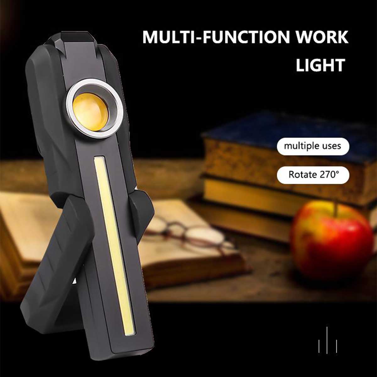 Flashlight Stick Rechargeable LED COB Work Strong Lamp Portable Magnetic Folding USB Charging Handheld Flashlight
