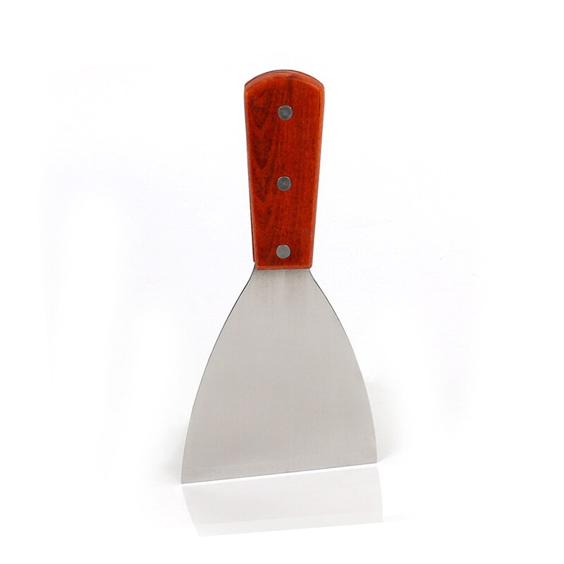 Stainless Steel Blade Grill Slant Edge Scraper Wooden Handle Food Service Beef Chicken Barbecue Cooking Tools OW