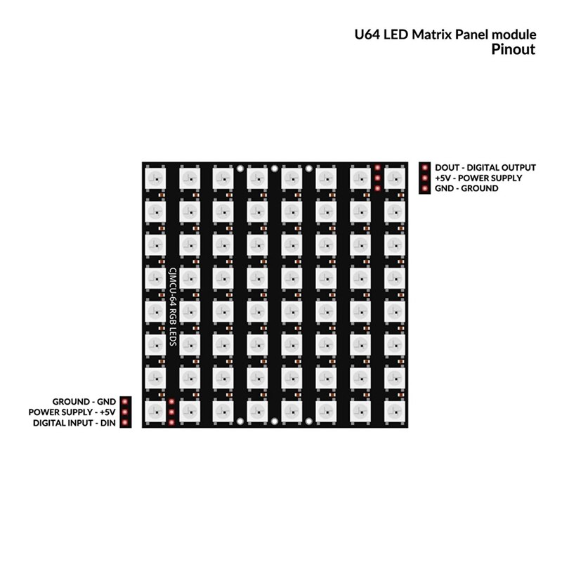 U-64 LED Matrix Panel WS2812B 8 x 8 Module for Ard... – Grandado