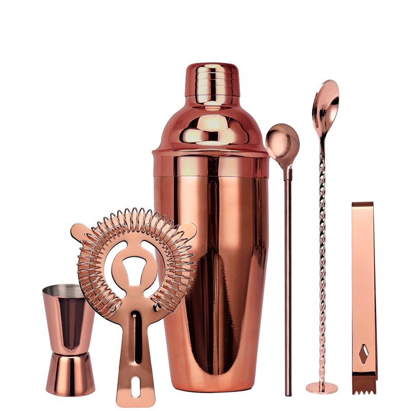 Ensemble de Shaker à Cocktail de Boston en or Rose, Kit de barman, pour boissons mixtes, outils de Bar à domicile Martini, pour débutants, 6 pièces
