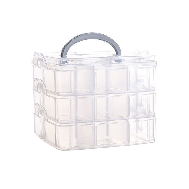 Transparent Portable Large Jewelry Organizer Removable Grids Jewelry Storage Rings Necklaces Box Container Case Display: White