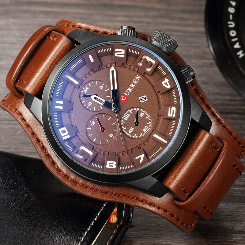Hommes montres CURREN Top de luxe hommes nouvelle Sport horloge mâle armée en cuir analogique Quartz montre-bracelet Relogio Masculino