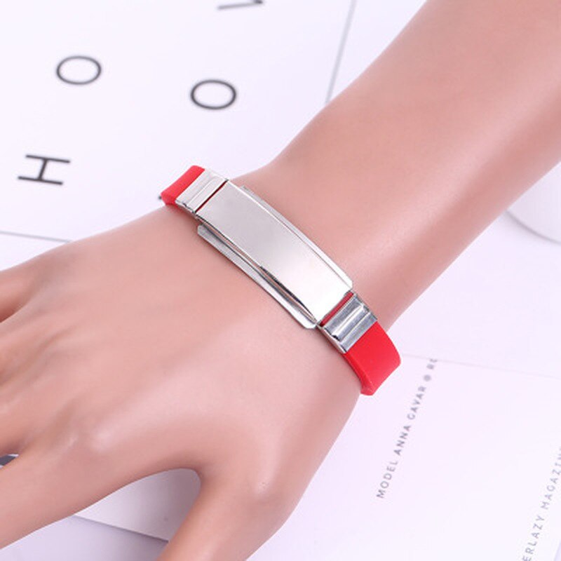 1 Uds. Personaliza las pulseras de identificación del bebé de los niños del acero inoxidable del timón del silicón suave