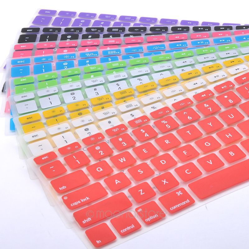 Zacht duurzaam toetsenbord stickers 9 Kleuren Silicone Toetsenbord Cover Skin voor Apple Macbook Pro MAC 13 15 Air 13 ONS model #828