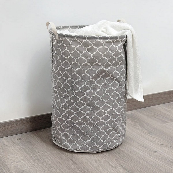 Panier à Linge AC-Déco 51 Litres – Blanc Et Gris, Design Sobre, Rangement Pratique - 4