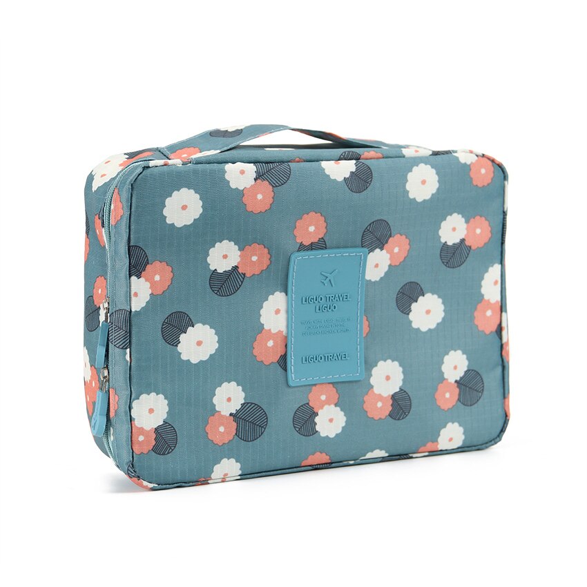 Neceser Rits Beroep Vrouwen Make-Up Tas Cosmetische Tas Beauty Case Make Up Organizer Toilettas Opslag Reizen Wassen Pouch: Blue sunflower