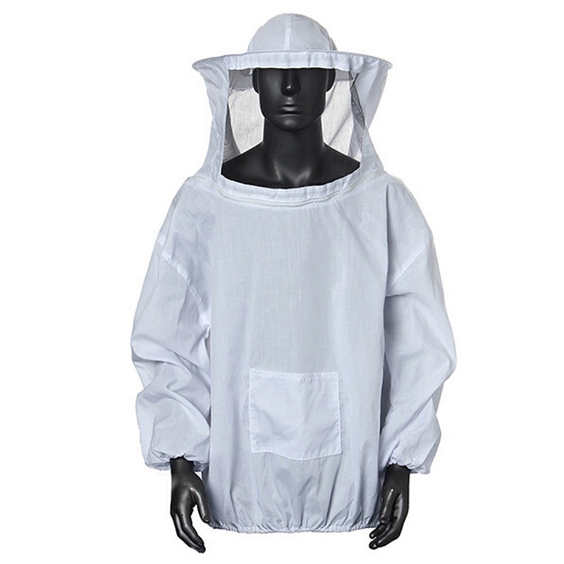 Beekeeping Protective Suit Veil Jacket Gloves Kit Wood Honey Brush Wasp Bee Hive Brush Sweep Bee Honey Scraper J Hook Tool Set