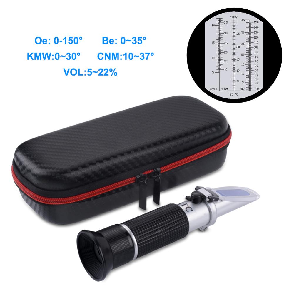 Sjokkboks oechsle brix refractomete 5-22%  vol 0 ~ 35%  brix 0 ~ 150 oe oechsle 0 ~ 30 kmw refractometer vin fruktjuice brygge