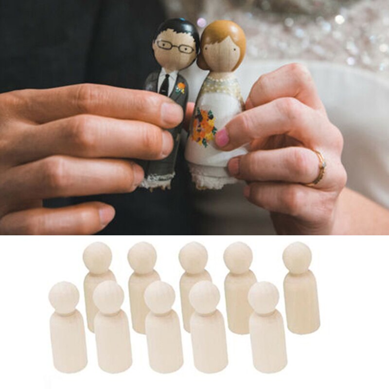 20Pcs 35Mm Unpainted Blanco Houten Peg Poppen Nestelen Set Peg Poppen Ambachten Diy Houten Figuren Familie Creatieve Kid speelgoed Bruiloft Thuis