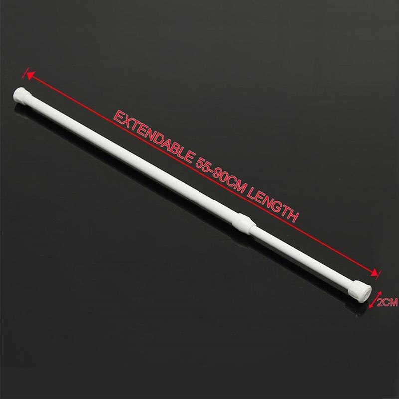 Spring Telescopic Net Voile Tension Curtain Curtain Rail Loaded Pole Rod White