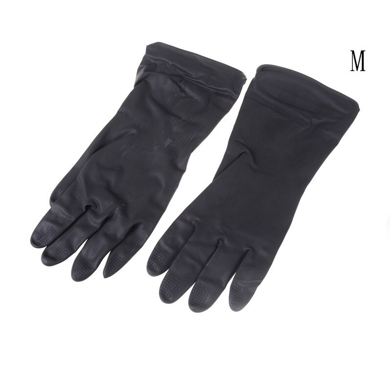 1 Paar Black Natural Rubber Handschoenen Zuur Alkali Bestendig Chemische Gauntlet Met Klauwen Huishoudelijke Graven Handschoenen