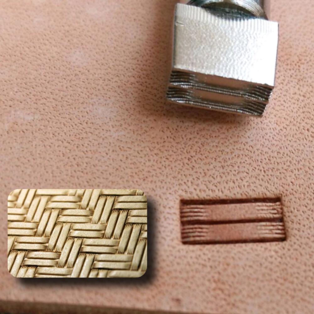Outil d'impression en cuir, timbre gaufré en acier sculpté, motif de tissage, arrière-plan, timbres en métal, bricolage, couture de maroquinerie: 3