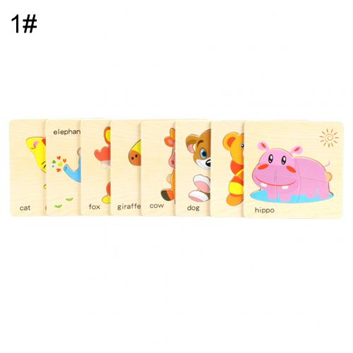 8 stuks Baby Puzzel Speelgoed Houten Cartoon Fruit Puzzel Puzzel Board Leren Baby Onderwijs Speelgoed Kleur cognitieve vermogen