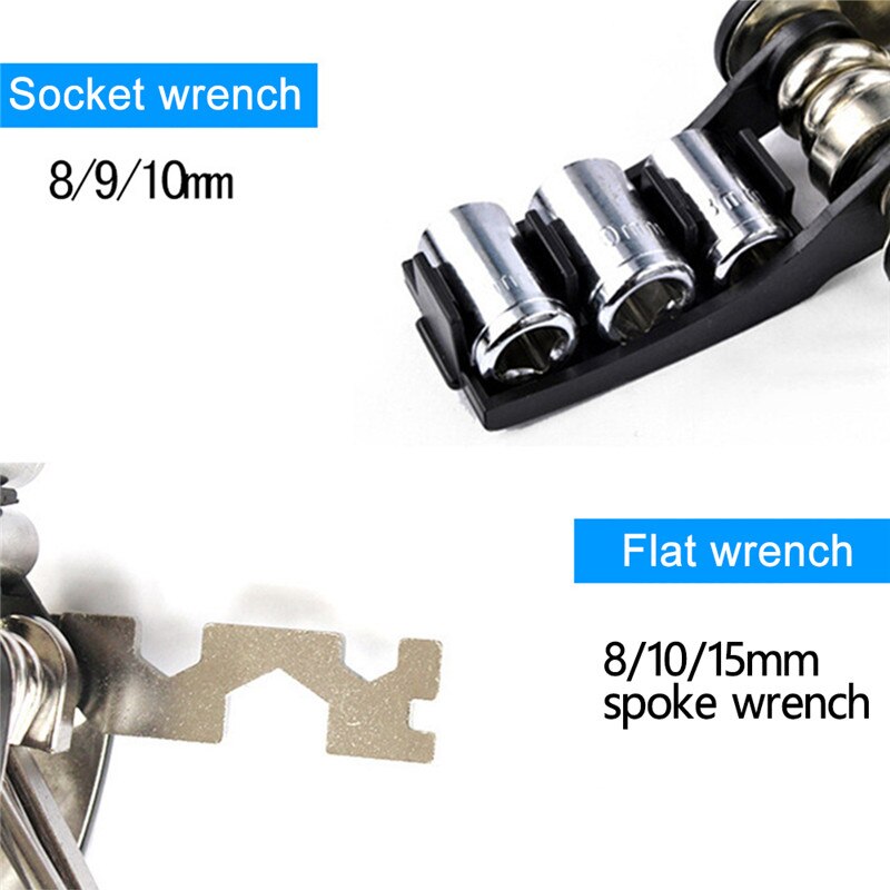 16 In 1 Multifunctional Bicycle Repair Tools Road Mountain Bike Multi Tool Kit Bike Tools Set Cycling Multitool