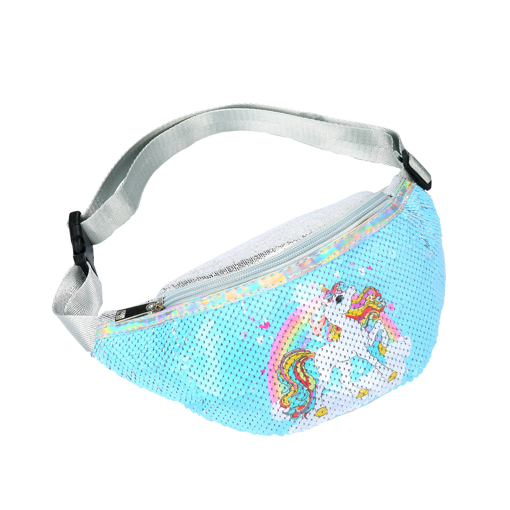 Sequin taille sac femmes bande dessinée Fanny Pack enfants filles téléphone poitrine sac portefeuille ceinture sac mignon taille Packs: blue 2