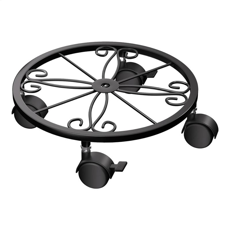 Plantenstandaard op wielen, bloempotstandaard met wielen, plantenbak met wielen, sterk draagvermogen, plantenstandaard op wielen voor in de tuin