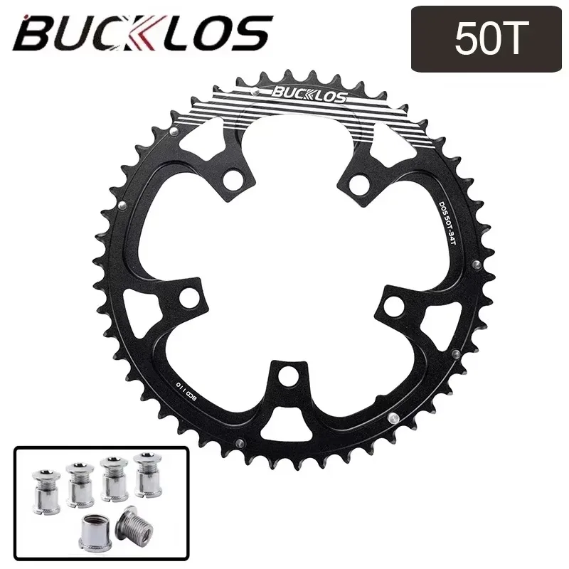 BUCKLOS Bicycle Chainwheel 110BCD Bike Crown Chain Ring Road Bike Double Chainring 50-34T 52-36T 53-39T 4/5 Claws Tooth Plate: VIOLET/紫罗兰