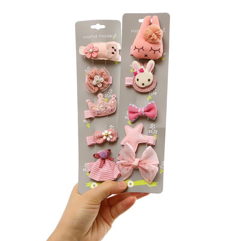 5pcs/set Kids Child Baby Girl Cute Cartoon Hair Clips Bow Hairpin Headband Headwear Accessories