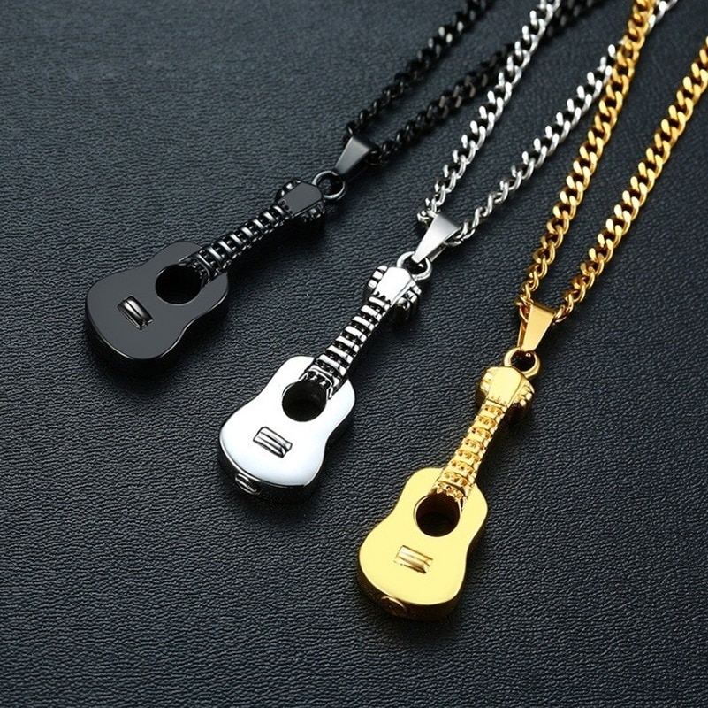 Men and Women Hip-hop Rap Guitar Pendant Guitar Necklace Jewelry