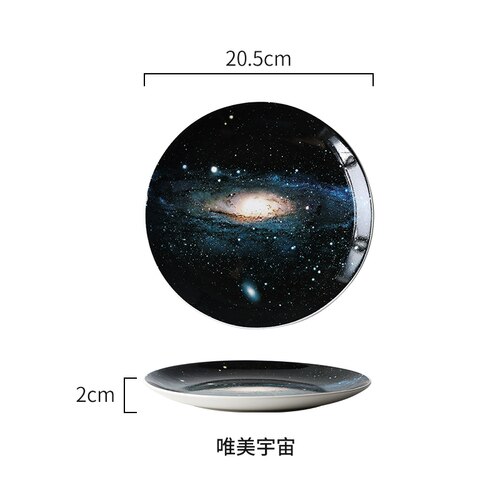 Star universe plate set ceramic tableware dessert steak bread dinner plate set dishes kitchen decoration 8 inch WF: C