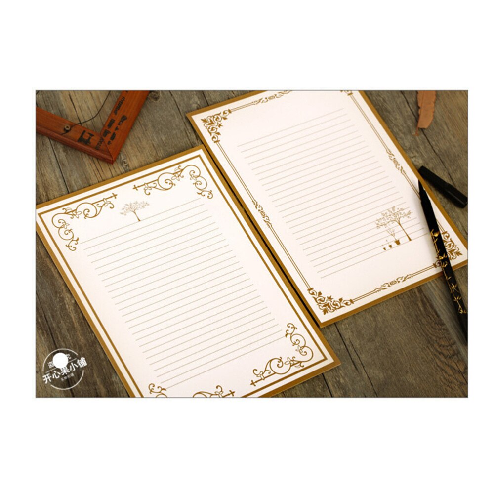 8Pcs Kraft Paper Retro Writing Paper Vintage Letter Paper Stationery Set (2 Patterns): White