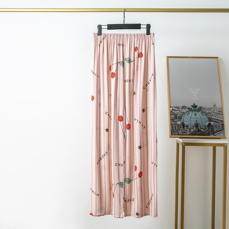 Pyjama en coton et lin pour femmes, style décontracté, confortable et fin, pantalon à jambes larges, pour la maison, en rayonne, grande taille: 013