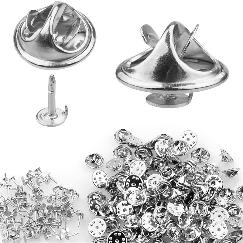 100 stücke Gold Rhodium Farbe Kupfer Nagel Krawatte Tack Revers Pin Zurück Kupplung Streuen Schmetterling Verschluss Squeeze Abzeichen Halter DIY schmuck