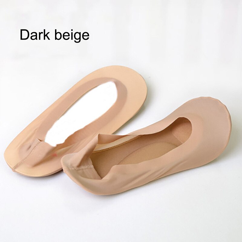 Arch Support 3D Socks Foot Massage Health Care Women Summer Autumn Female Socks Ice Silk Sock Shallow Mouth Silica Gel Invisible: dark beige
