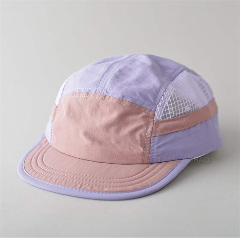 Gorras de béisbol de malla transpirables y ligeras para hombres y mujeres, protector solar de verano para exteriores, sombrero de Camping de ala corta empalmado a la: Azul cielo