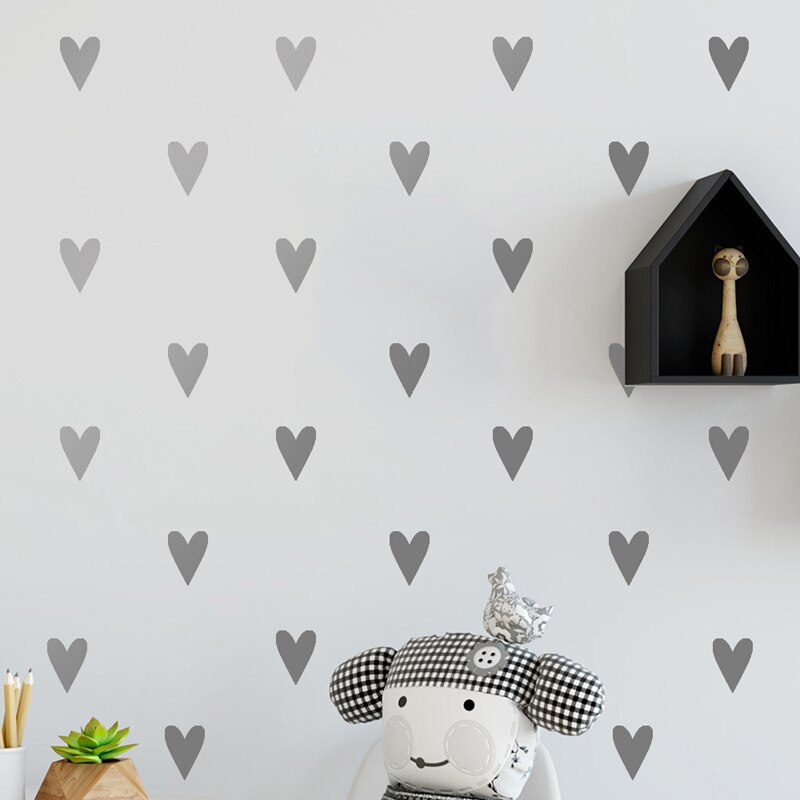 336-Pack Multicolor Hearts Wall Stickers - Removable Vinyl Decals For Kids Room, Nursery Decor