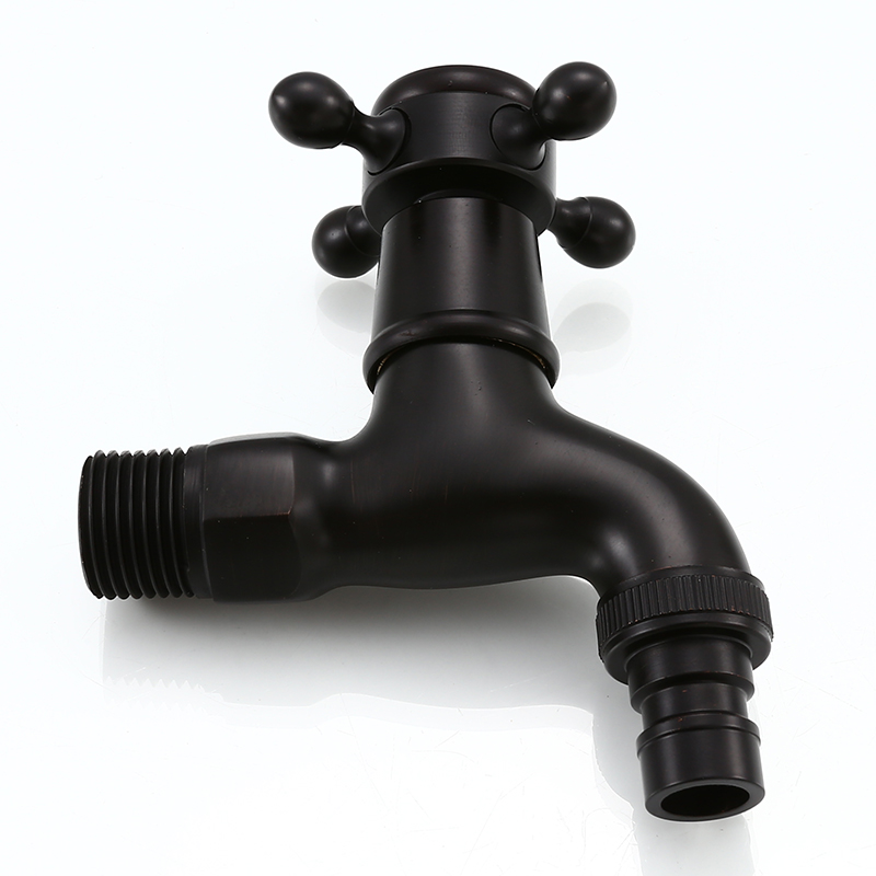 Tissting G1/2 Enkele Koud Water Tap Zwart 304 Rvs Kraan Tap Wandmontage Enkele Handvat Koude Kraan voor Keuken, Tuin, Balkons (Mop Wastafelkraan