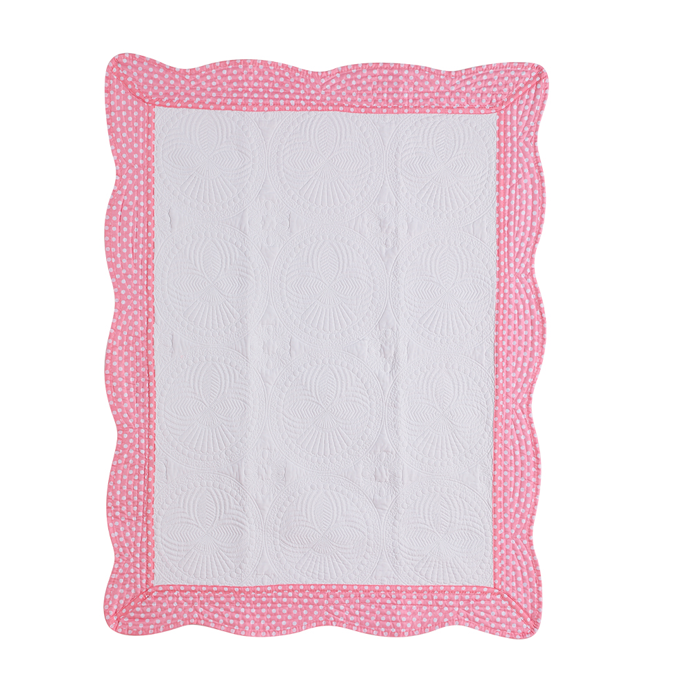 Cotton baby quilt monogrammed embossed patchwork embossed scalloped blanket for children four seasons: Yellow