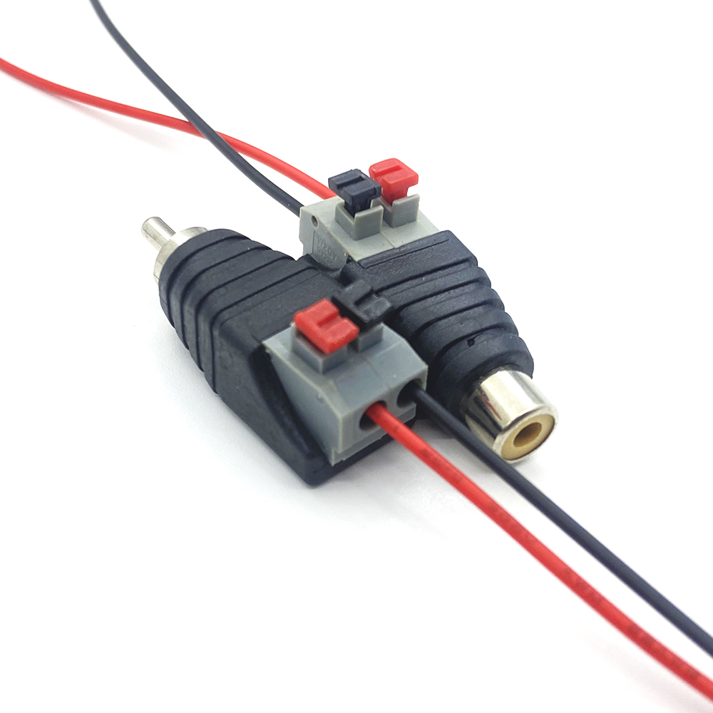 2 stks/partij RCA Audio Speaker Connector RCA Stekker Vrouwelijke Jack Draad Soldeervrije Press-on Lente Terminal Audio AV kabel Adapter