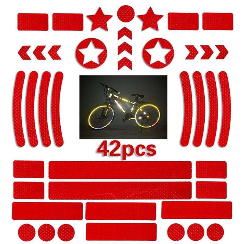 42 stk cykel krop reflekterende klistermærke nat sikkerhed logo gitter stribe advarselsstrimmel mtb scooter hjelm krop reflekterende klistermærke: Gul