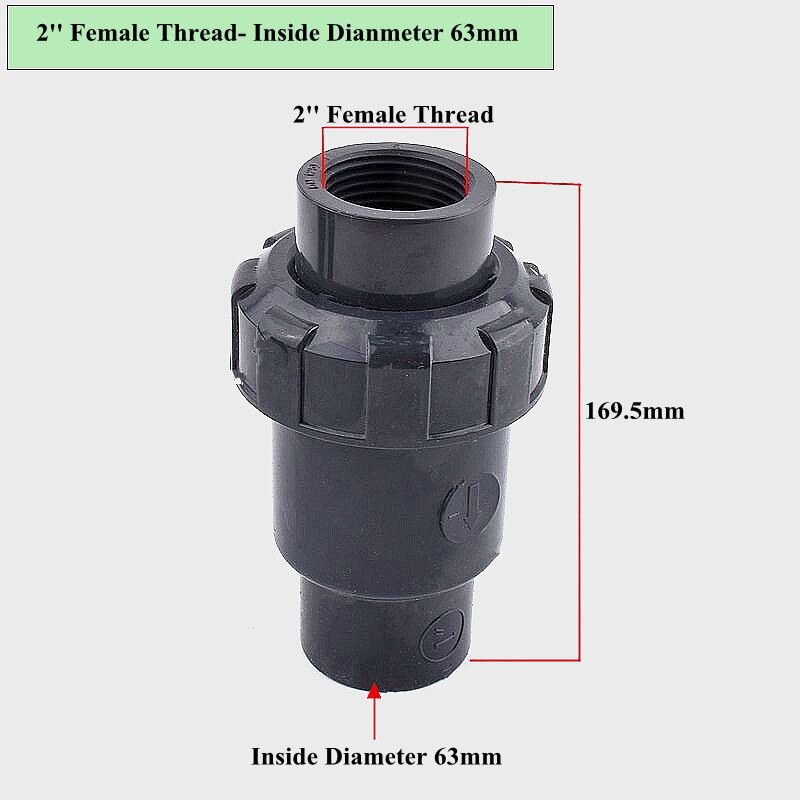 UPVC 1/2~2 Inch Single Female Thread Check Valve One Way Non-Return Ball Valve Aquarium Fish Tank  Garden Irrigation Adapter