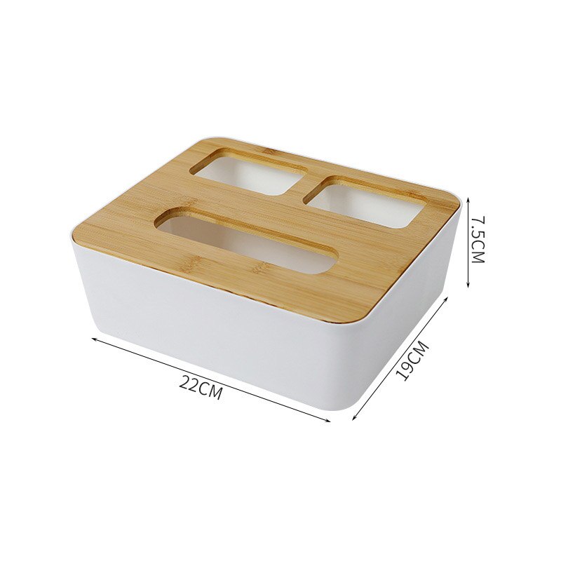 Plastic Tissue Doos Hout Bamboe Tissue Box Cover Ronde Witte Auto Tissue Houder Doos Voor Keuken Badkamer Wc Servet Container: Rectangle L