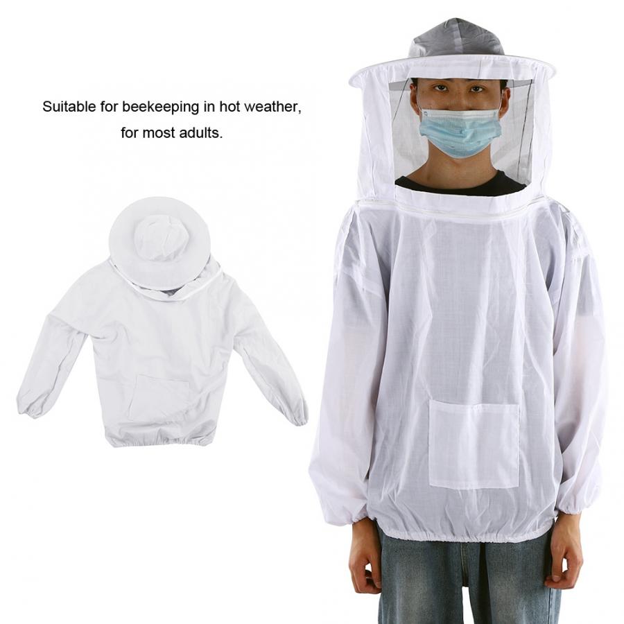 Traje de apicultor para exteriores, chaqueta protectora con velo, traje transpirable de apicultor, traje de Apicultura: Blanco