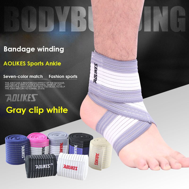 Aolikes bande élastique Compression genou soutien sport sangle genou protecteur bandes cheville jambe coude poignet mollet orthèse sécurité 70cm: White grey