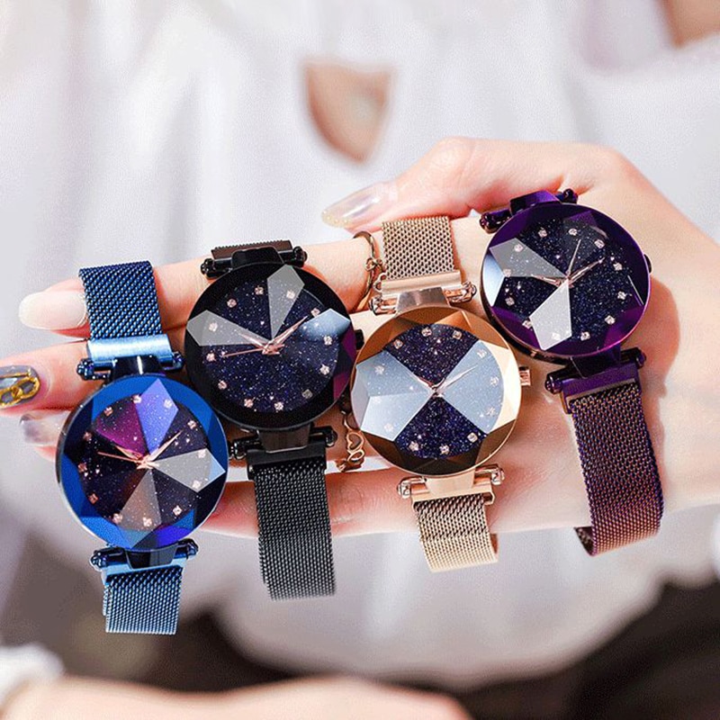 Ladies Magnetic Starry Sky Clock Luxury Women Watches Diamond Female Quartz Wristwatches Relogio Feminino Zegarek Damski