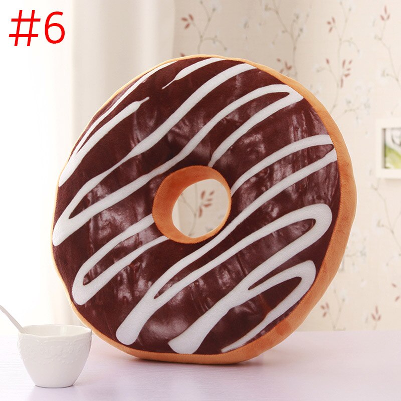 Søte donuts pute sjokolade donuts plysj macaron matpute fin bunnpute lur pute donut coussin  fp8: Lys gul