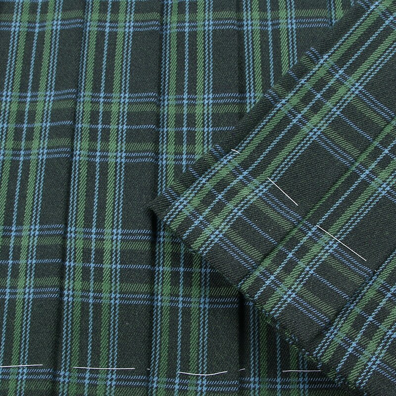 Verde azul cuadrícula uniforme escolar Falda plisada algodón estilo universal Mini cortos de colegio faldas