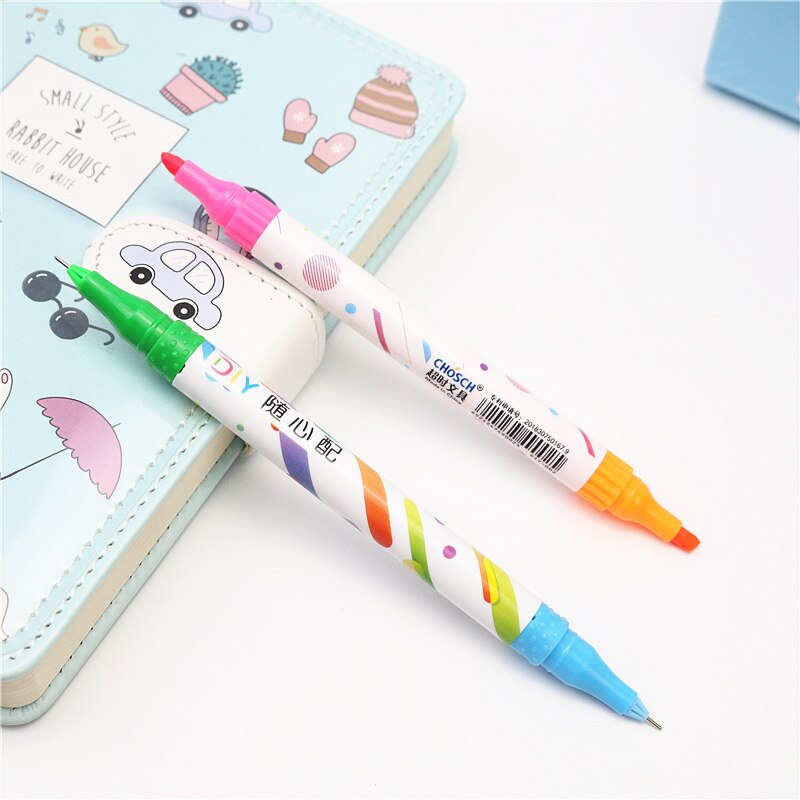 Set of color double-headed Highlighter Line Drawing and covering Plastic Pen box packaging