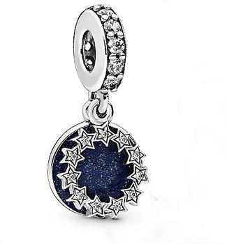 Abalorios de plata de ley 925 con de momentos de estrellas del cielo azules, cuentas de amor compatibles con la pulsera Pan Original para mujer, joyería DIY: 2