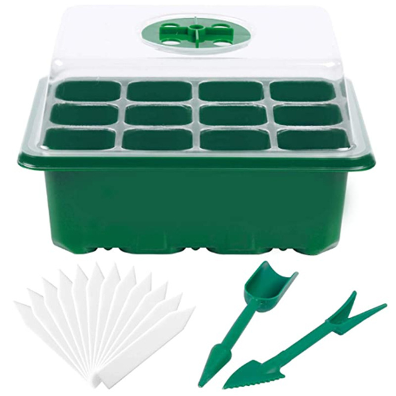 12 Hole Seedling Box 10-piece Set With Breathing Valve Sowing Heat Preservation Seedling Tray Planting Succulents In Net Pots