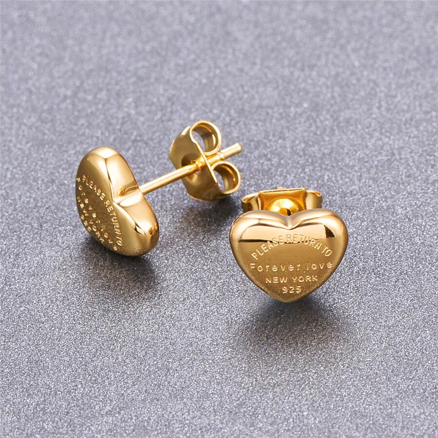 Martick Lovely Heart Stud Earrings Heart Shape Stud Earrings Brincos For Girl Never Fade E198