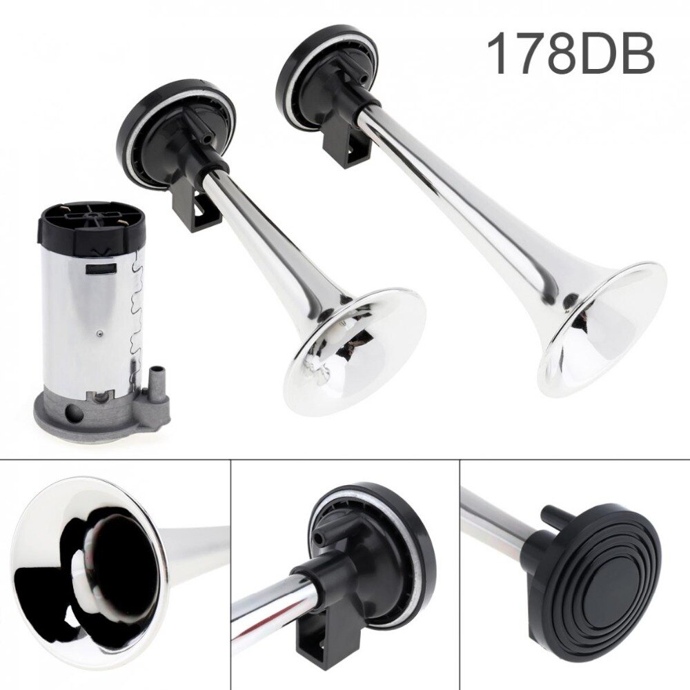 178dB 12V Super Loud Dual Tone Air Horn Set Trumpet Compressor for Motorcycle Car Boat Truck