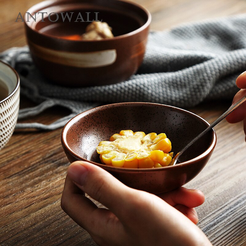 Antowall japansk hengfeng 4.5 tommer og 6.5 tommer keramisk suppeskål med låg blå og hvid risskål stuet miso suppeturin