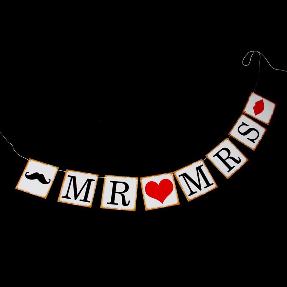 Mr & Mrs Kaart Papier Bunting Banner Wedding Party Gunsten (Wit)